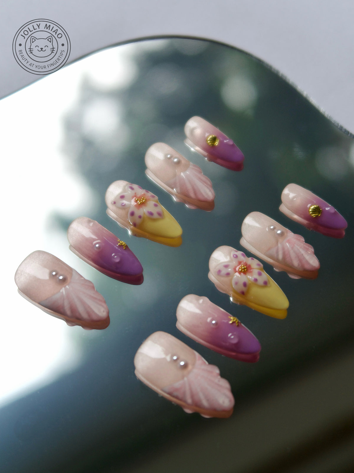 Island Bloom | 3D Floral Press-On Nails