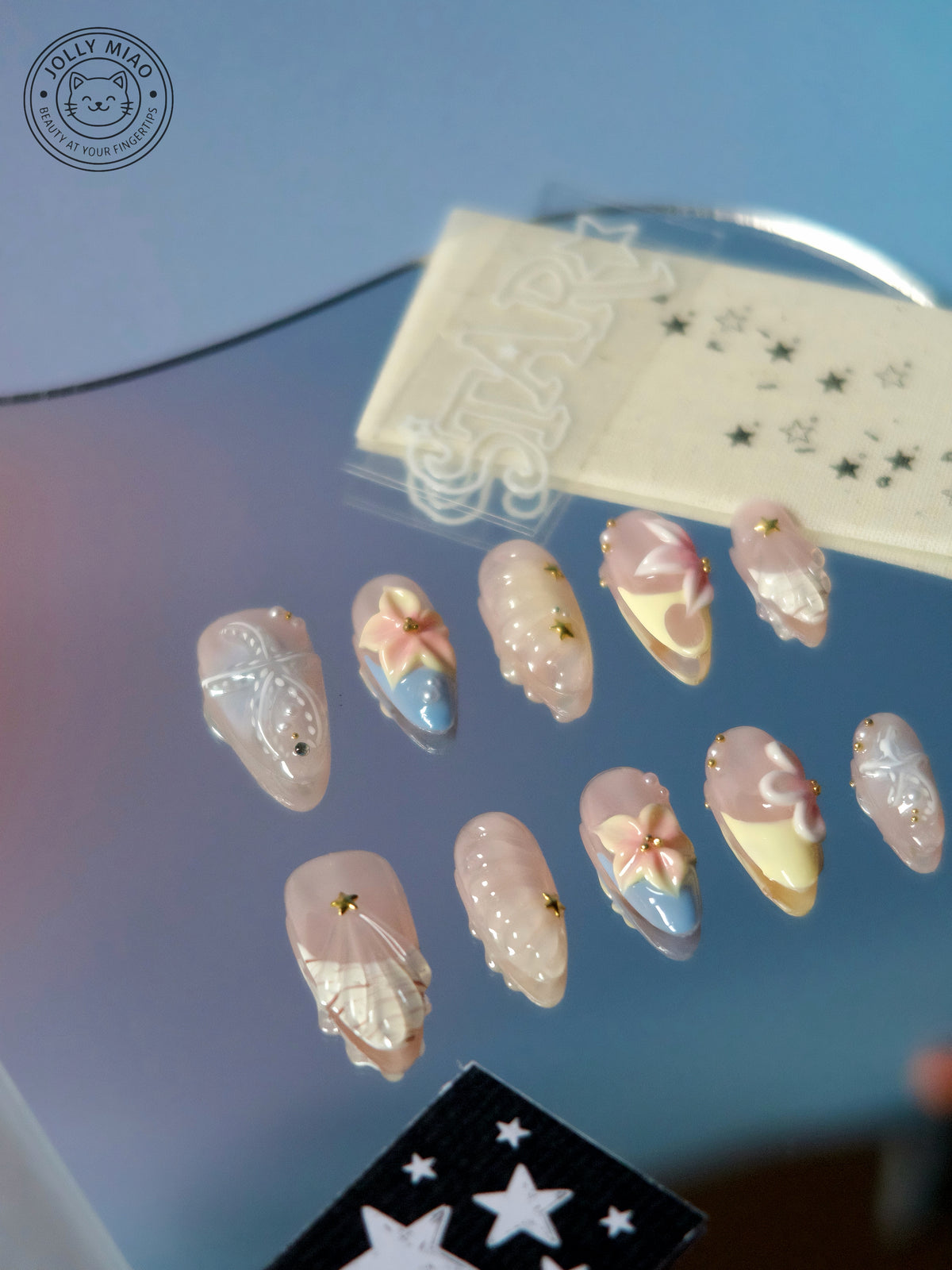 Coastal Daydream | 3D Almond Press-On Nails