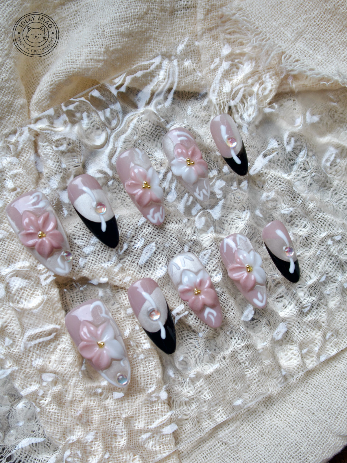 Peach Blossoms in Bloom | Long Almond Press-On Nails