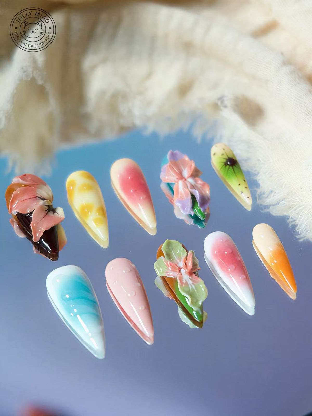 Prism Bloom | 3D Art Long Stiletto Press-On Nails