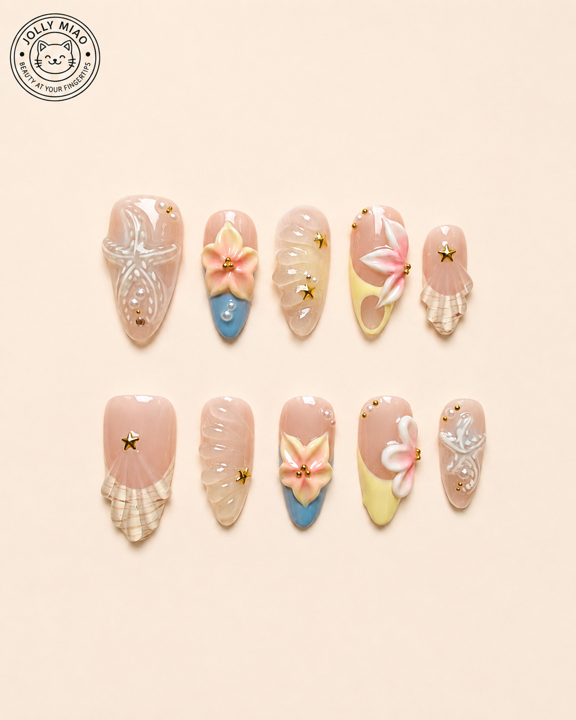 Coastal Daydream | 3D Almond Press-On Nails