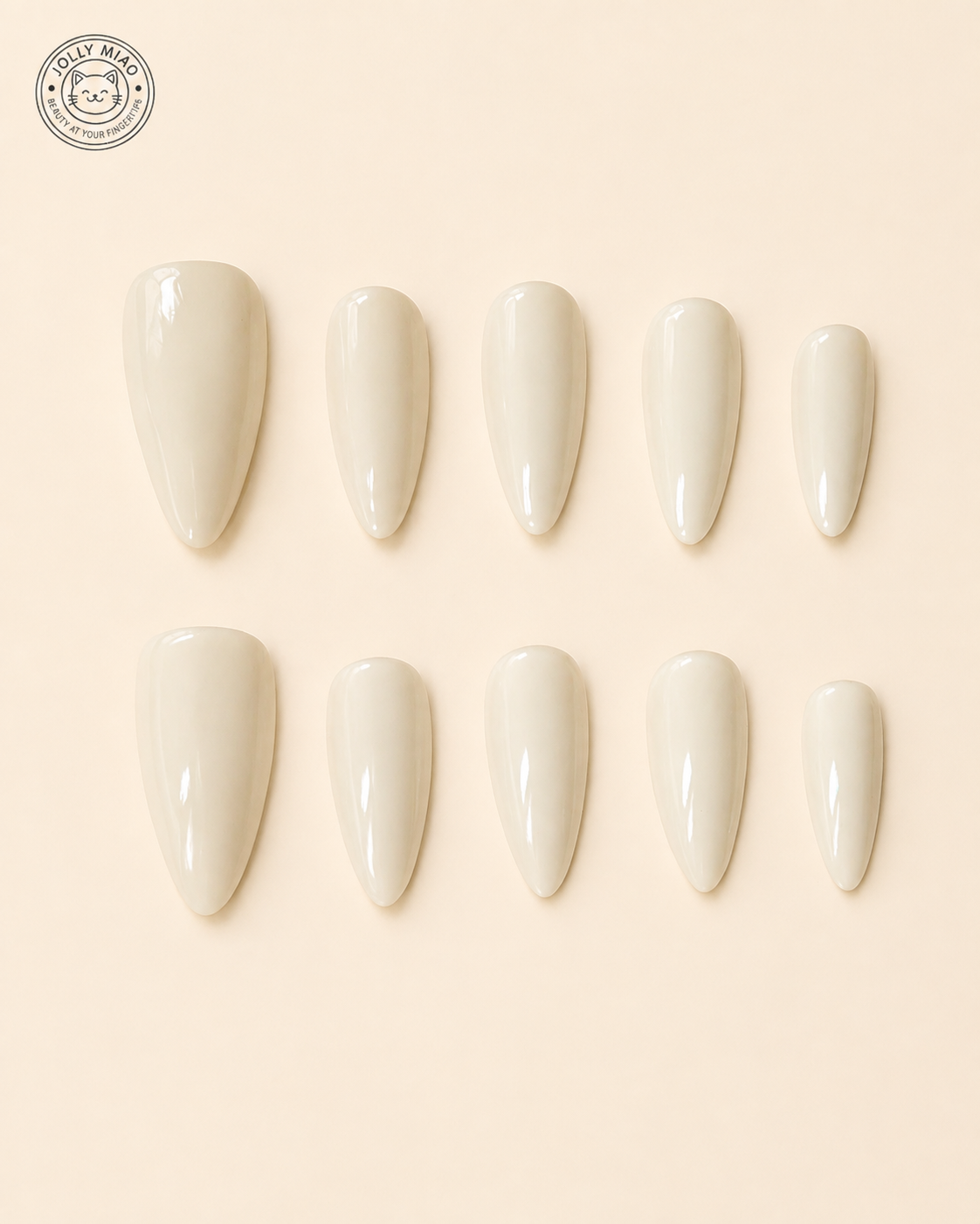 Ivory Milk Veil | Milky White Almond Press-On Nails