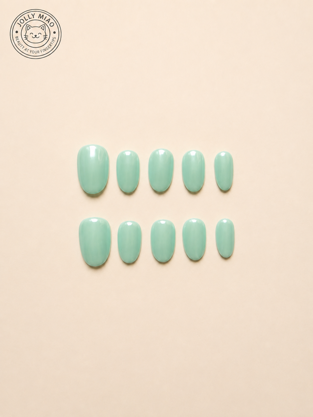 Aqua Veil | Mint Green Short Oval Press-On Nails