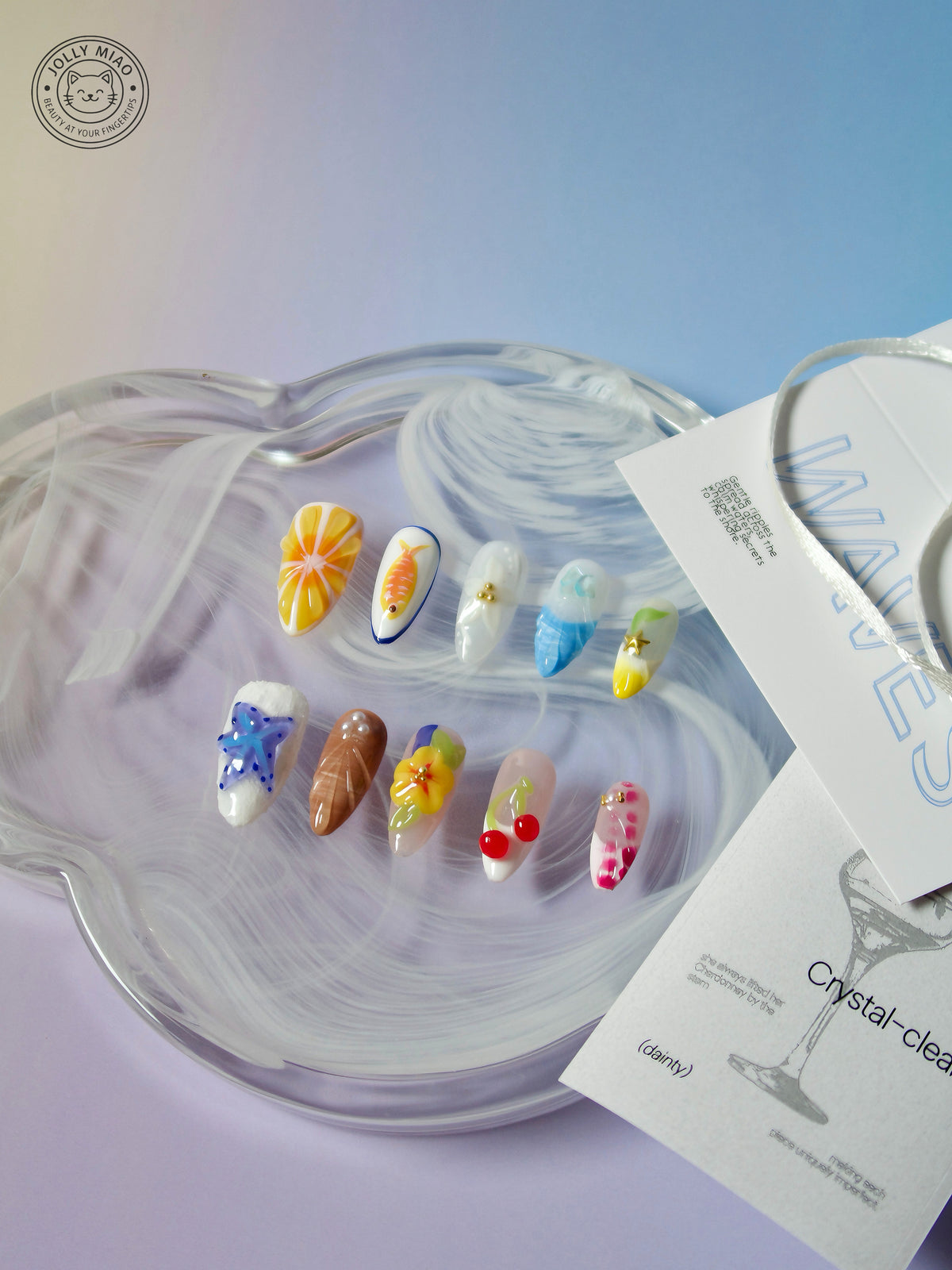 Riviera Picnic | 3D Summer Fruit & Floral Almond Press-On Nails