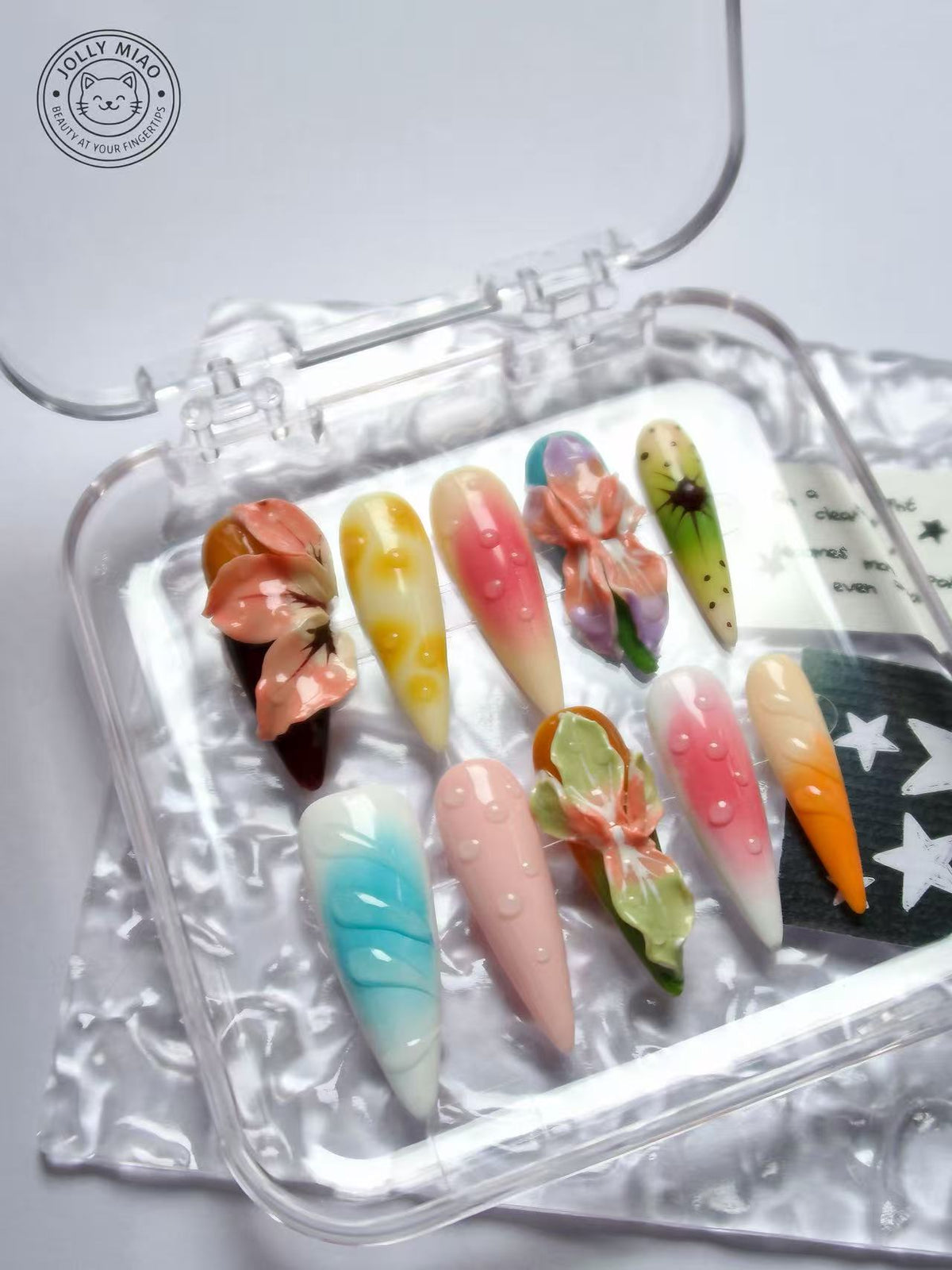 Prism Bloom | 3D Art Long Stiletto Press-On Nails