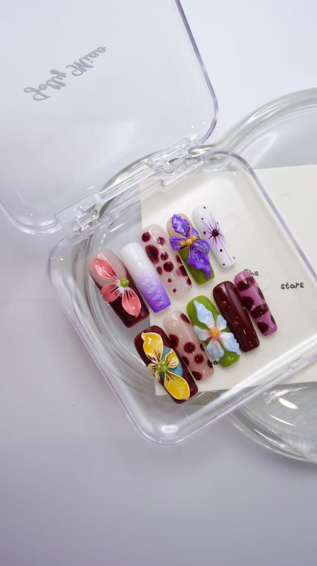 Orchid Berry Garden | 3D Floral Press-On Nails – Handmade Flower Nails