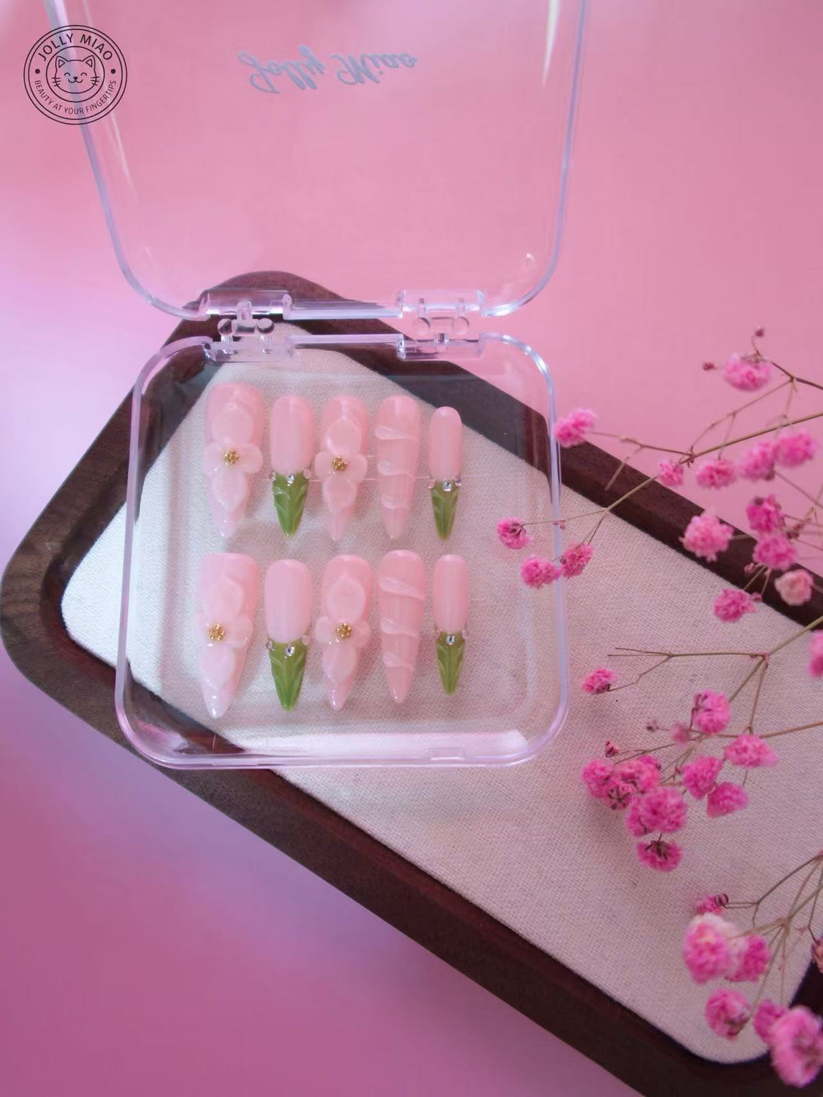 Blush Botanica | 3D Floral Long Stiletto Press-On Nails