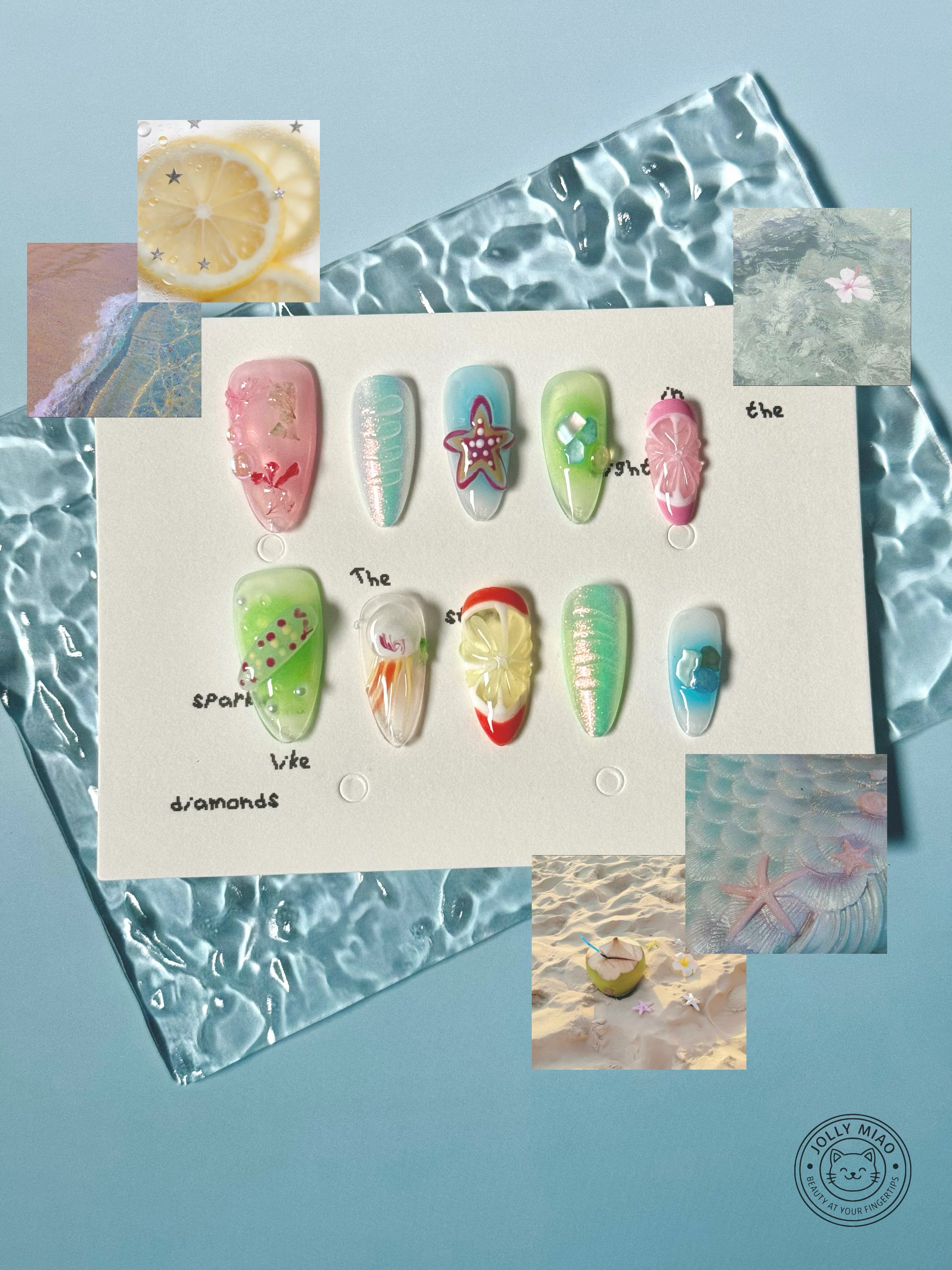 Riviera Sorbet | 3D Seaside Almond Press-On Nails