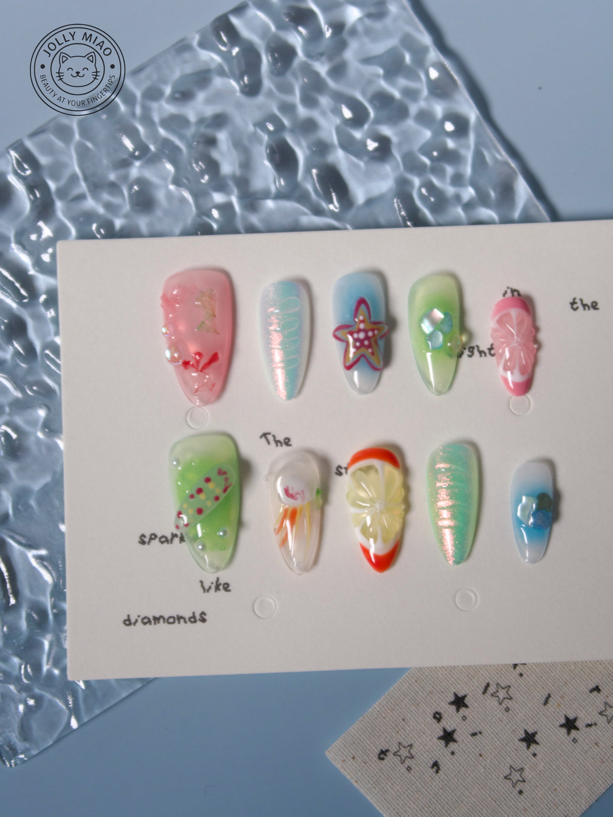 Riviera Sorbet | 3D Seaside Almond Press-On Nails