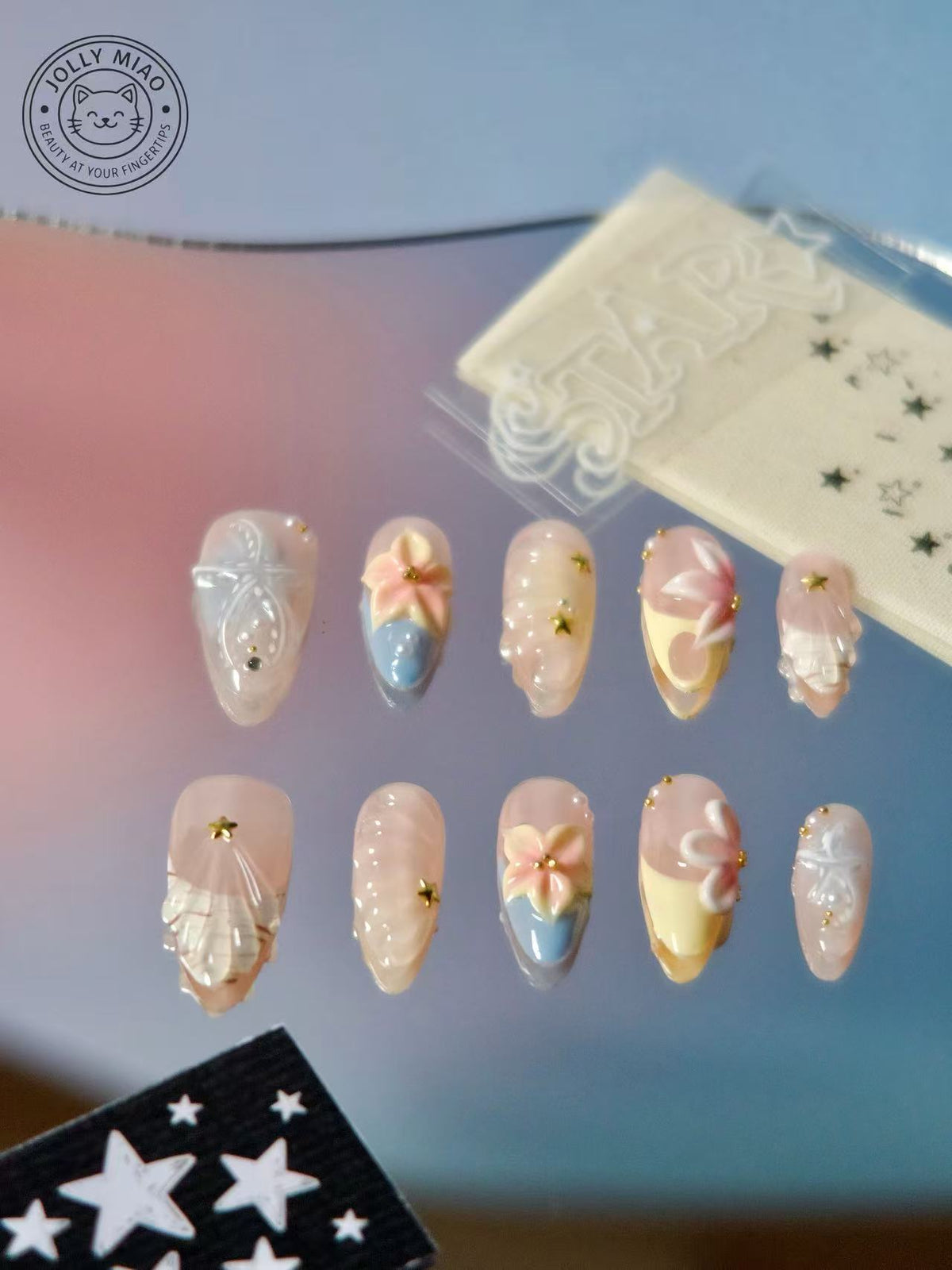 Coastal Daydream | 3D Almond Press-On Nails