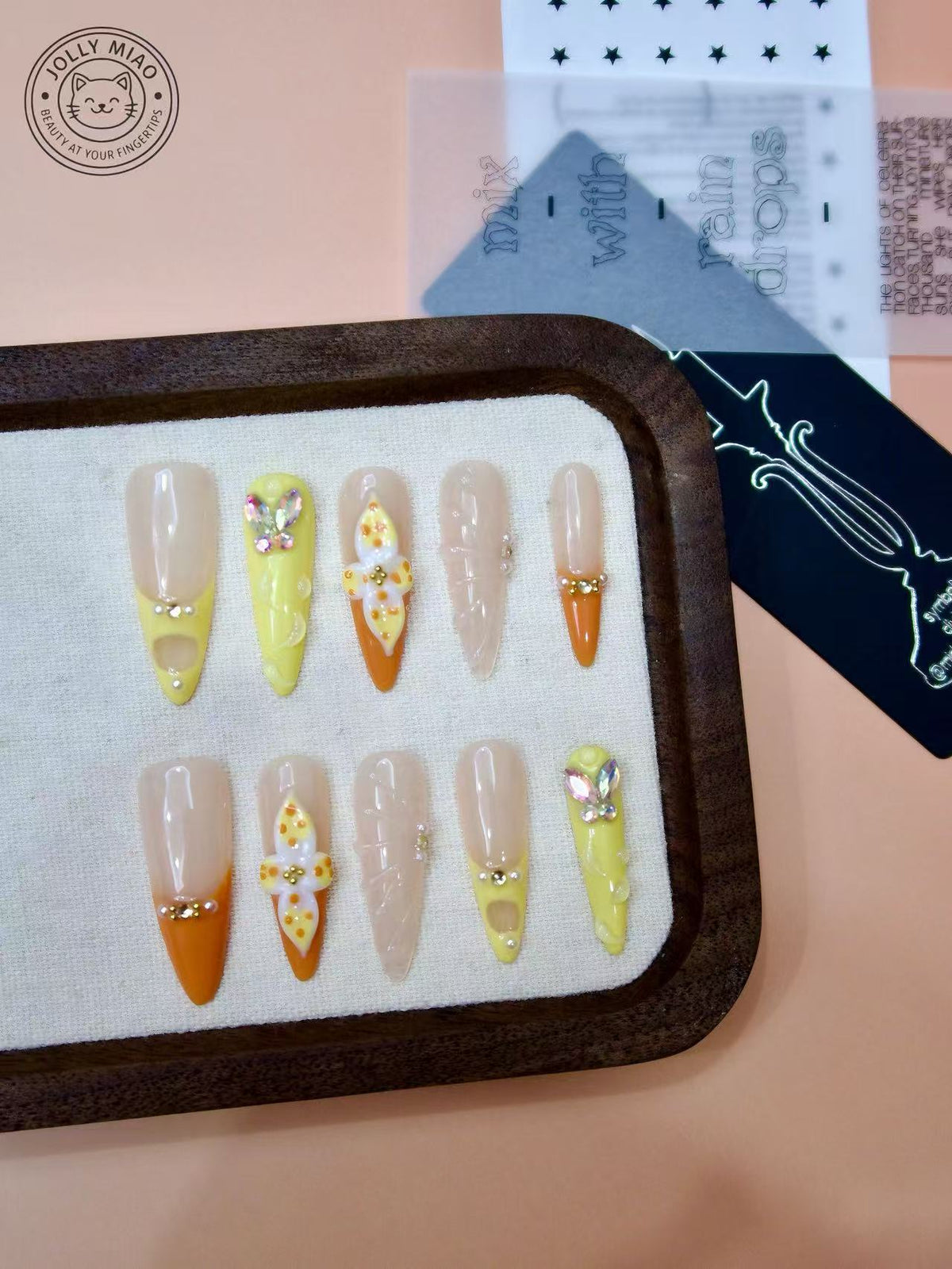 Citrus Bloom | 3D Floral Stiletto Press-On Nails