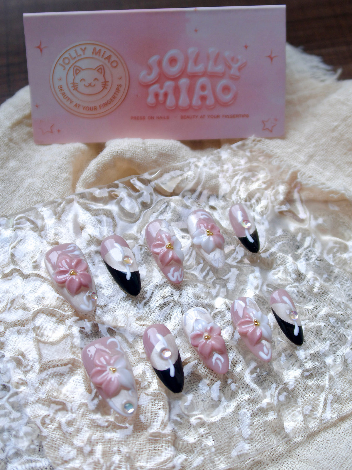 Peach Blossoms in Bloom | Long Almond Press-On Nails