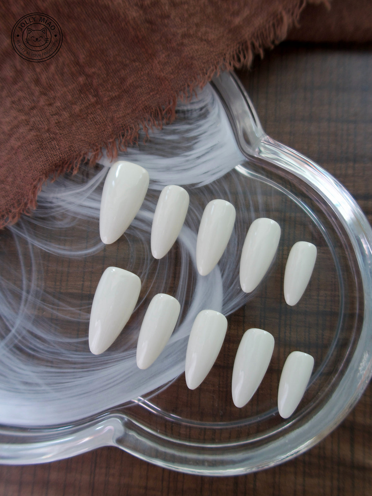 Ivory Milk Veil | Milky White Almond Press-On Nails