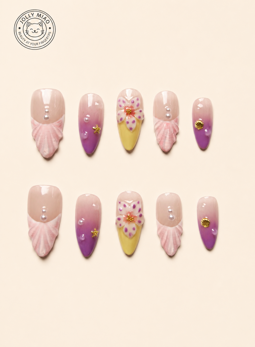 Island Bloom | 3D Floral Press-On Nails